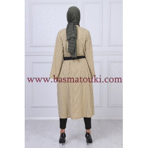 kimono/ cardigan beige avec des rayures noires