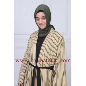 kimono/ cardigan beige avec des rayures noires